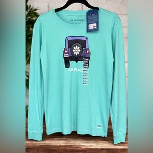 Life Is Good Jeep Daisy Graphic Long Sleeve Tee NWT Size M Go Places